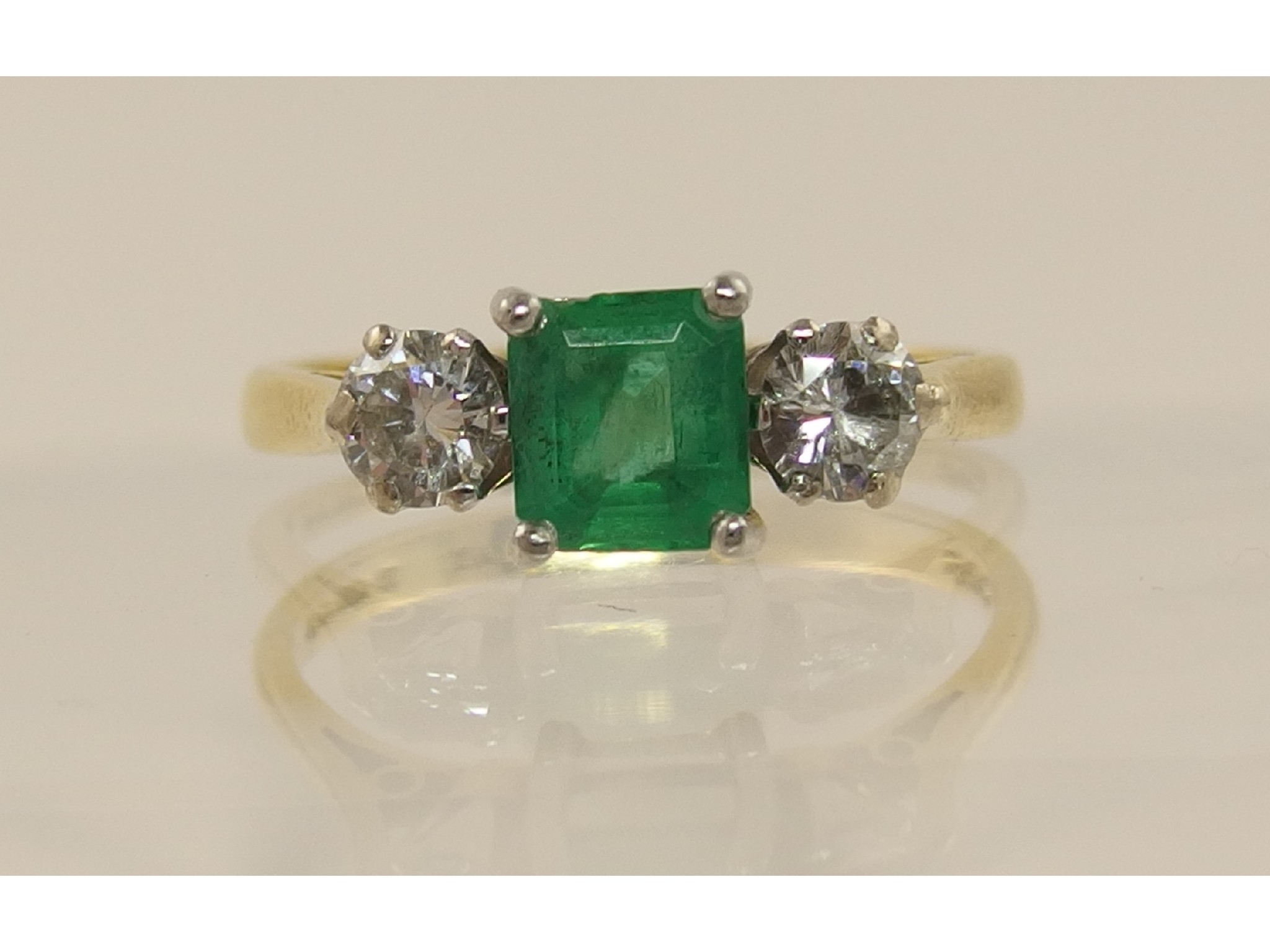 Appraisal: An ct and platinum emerald and diamond ring diamond approx