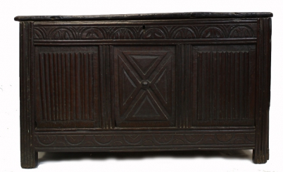 Appraisal: th Century Oak linen fold panel Coffer