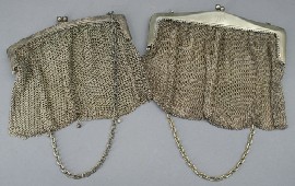 Appraisal: Two silver plate and mesh purses