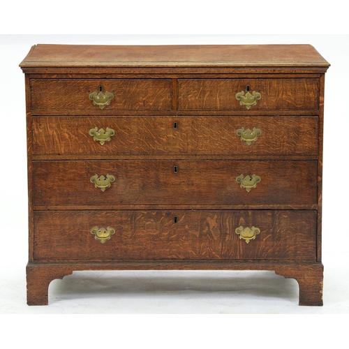 Appraisal: A George III oak chest of drawers with scratch moulded