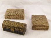 Appraisal: Two lidded boxes decorated overall with micro mosaic x x