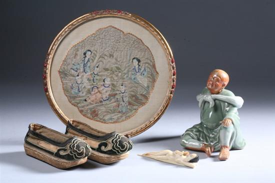 Appraisal: CHINESE IVORY FIGURE OF DOCTOR'S LADY Together with pair embroidered