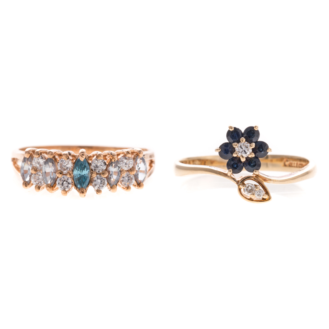 Appraisal: Two Lady's Gemstone Rings in K Gold K yellow gold