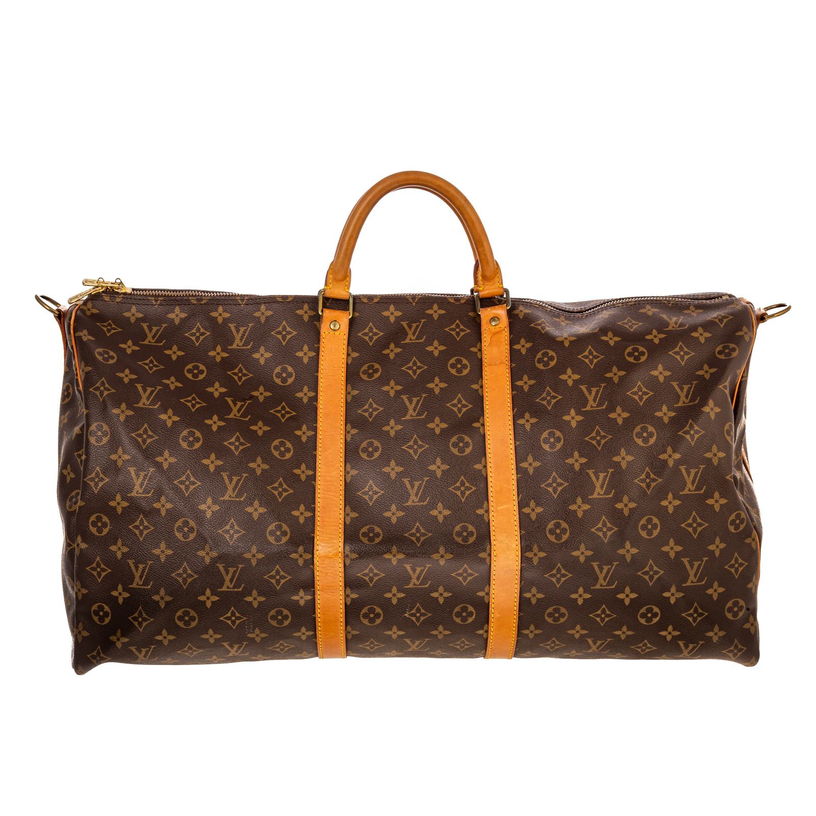 Appraisal: A LOUIS VUITTON KEEPALL BANDOULIERE A brown and tan Monogram