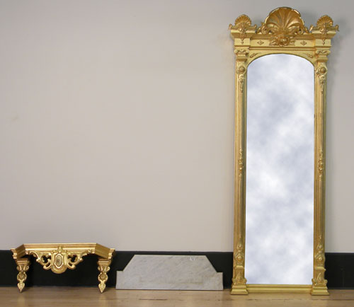 Appraisal: Victorian giltwood hall mirror th c x