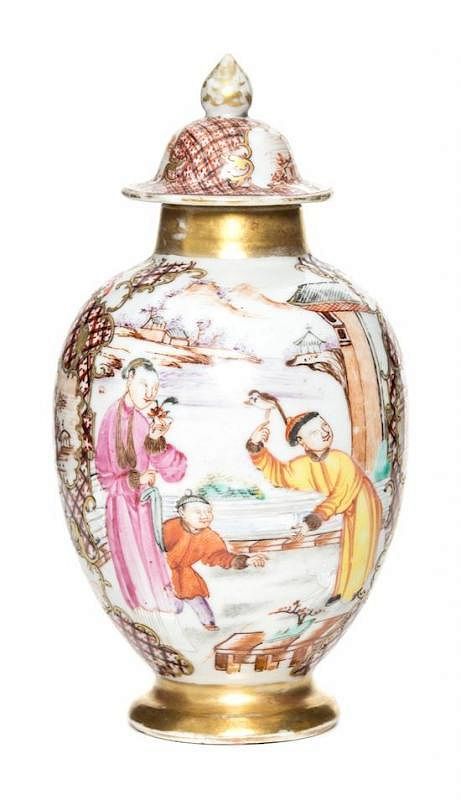 Appraisal: A Chinese Export Porcelain Tea Caddy and Cover Height inches