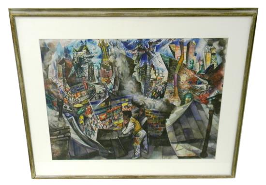 Appraisal: David Fredenthal American - Manhattan and Me watercolor and pencil