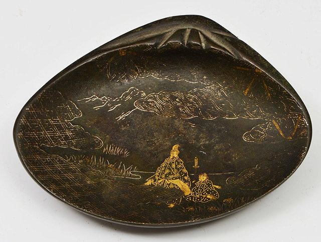 Appraisal: A JAPANESE IRON SILVER AND GOLD INLAID KOMEI STYLE WORK