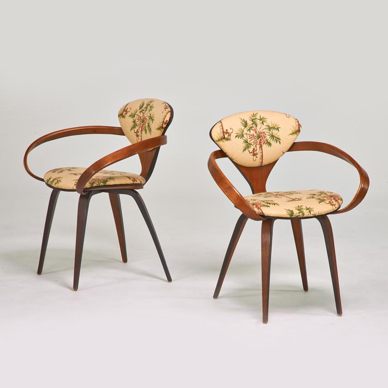 Appraisal: NORMAN CHERNER PLYCRAFT Pair of Pretzel arm chairs USA s