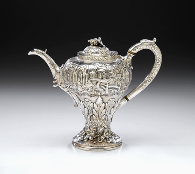 Appraisal: American sterling silver repousse coffeepot samuel kirk son baltimore circa