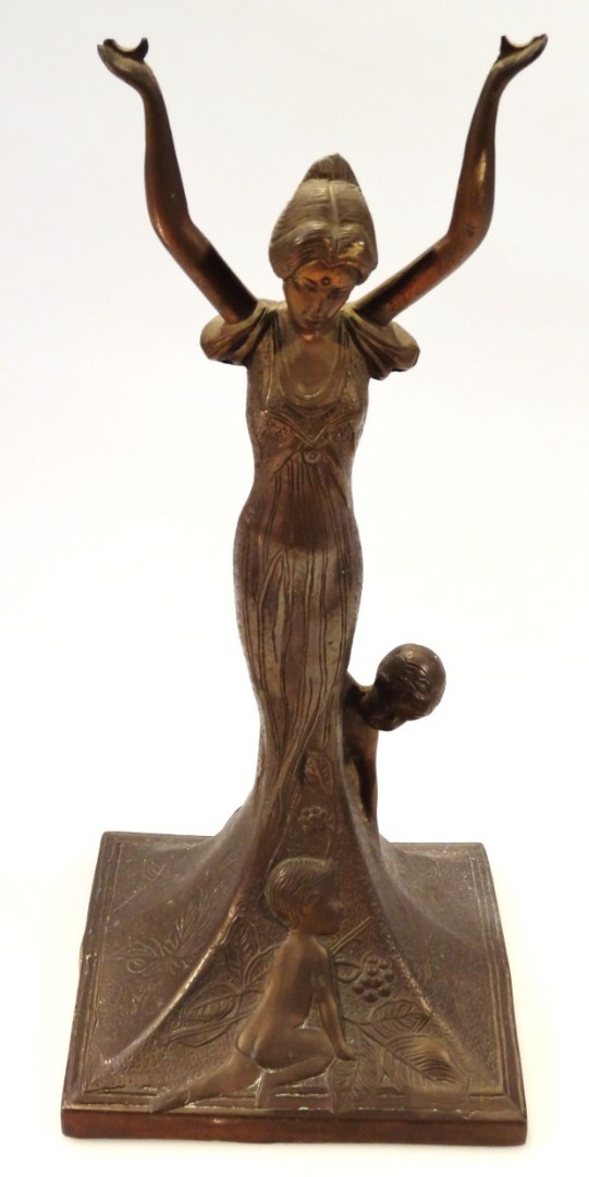 Appraisal: A thC Art Nouveau design bronzed figure of a lady