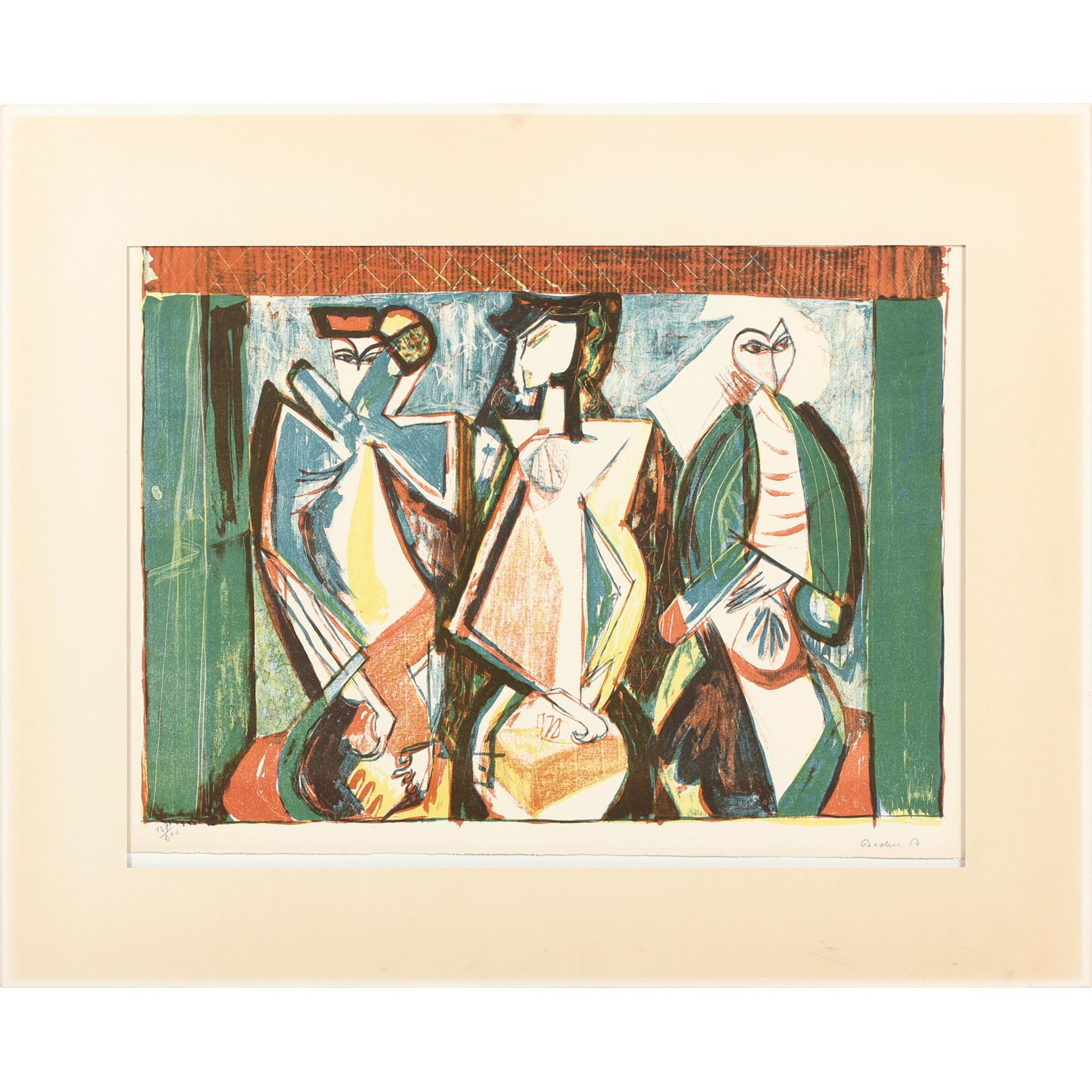 Appraisal: Walter Becker - Three Figures lithograph in colors on wove