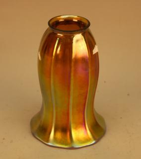 Appraisal: Steuben Style Glass Gold Aurene Ribbed Lamp Shade Height in