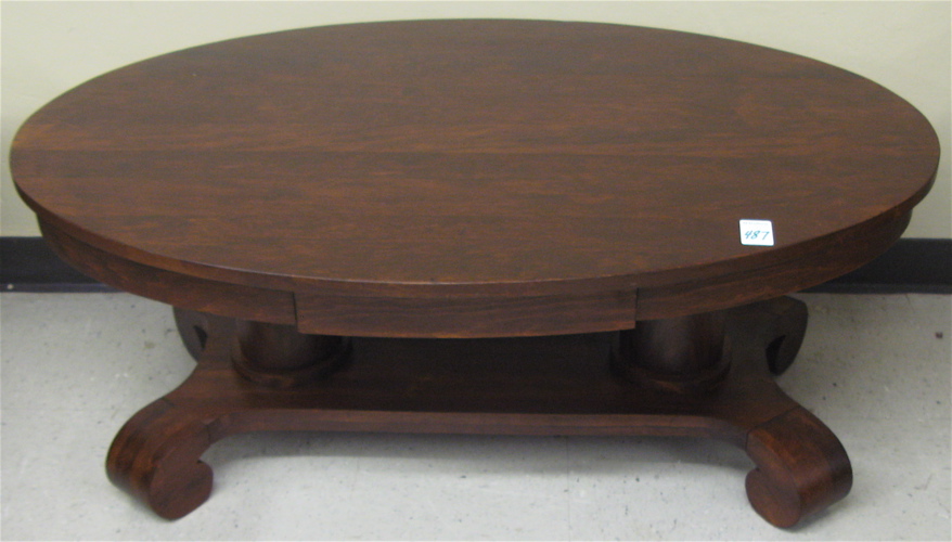 Appraisal: OVAL COFFEE TABLE Empire Revival design American c the oval