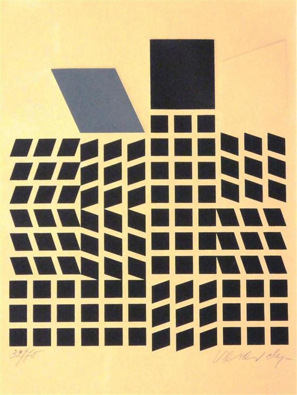 Appraisal: Victor Vasarely French - silkscreen c only state ed black