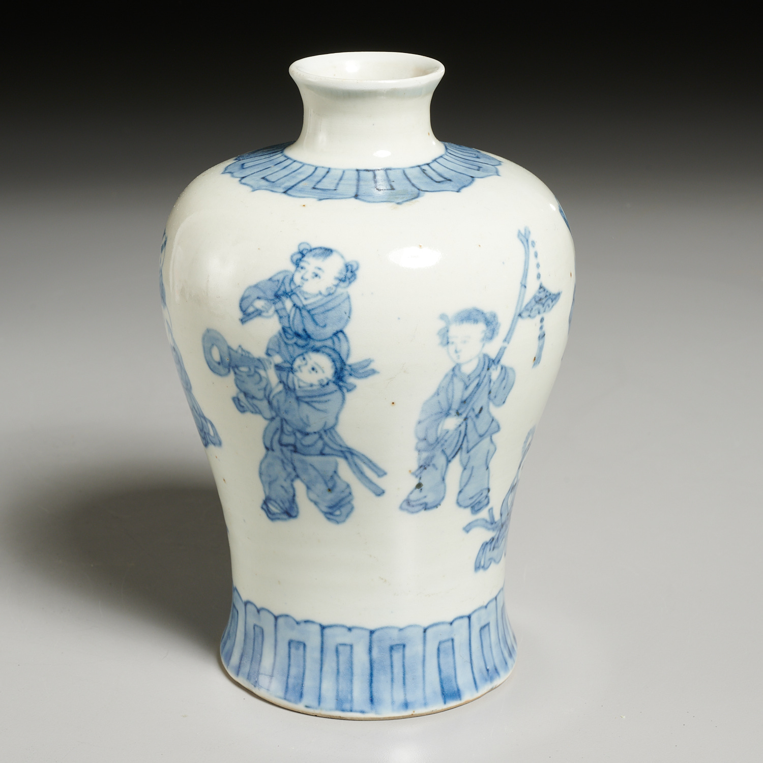 Appraisal: CHINESE BLUE AND WHITE MEIPING VASE Qing Dynasty th th