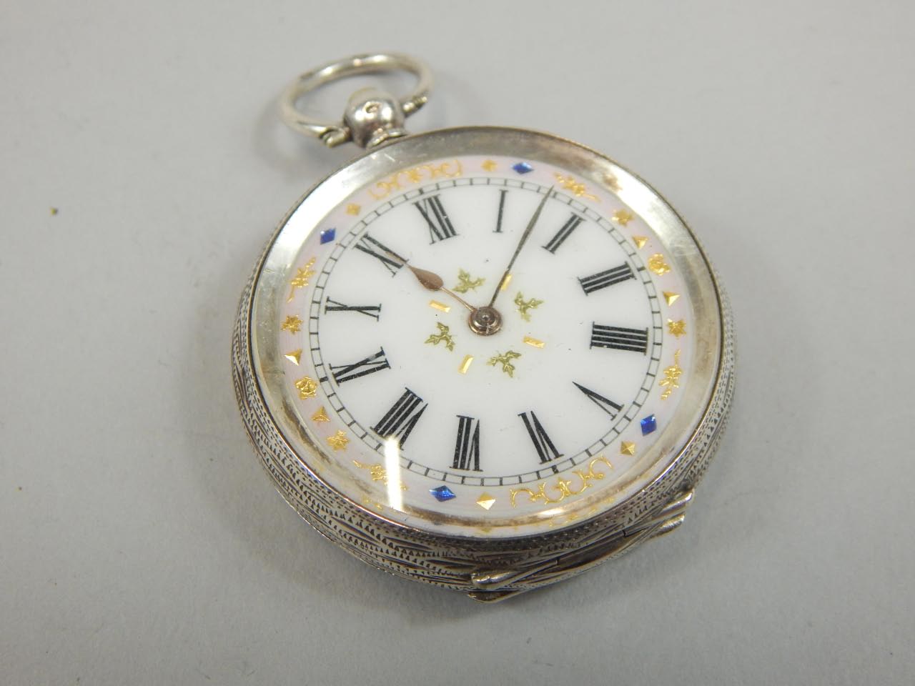 Appraisal: A ladies fob watch the cm diameter dial with Roman