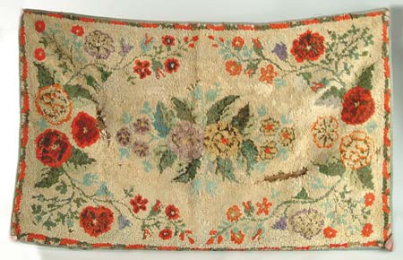 Appraisal: TWO AMERICAN HOOKED RUGS Beige field with rose border and