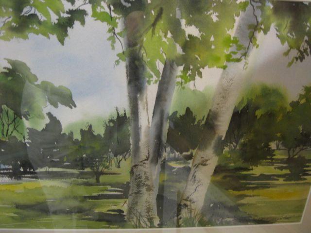 Appraisal: Burgstol watercolor landscape with birches X