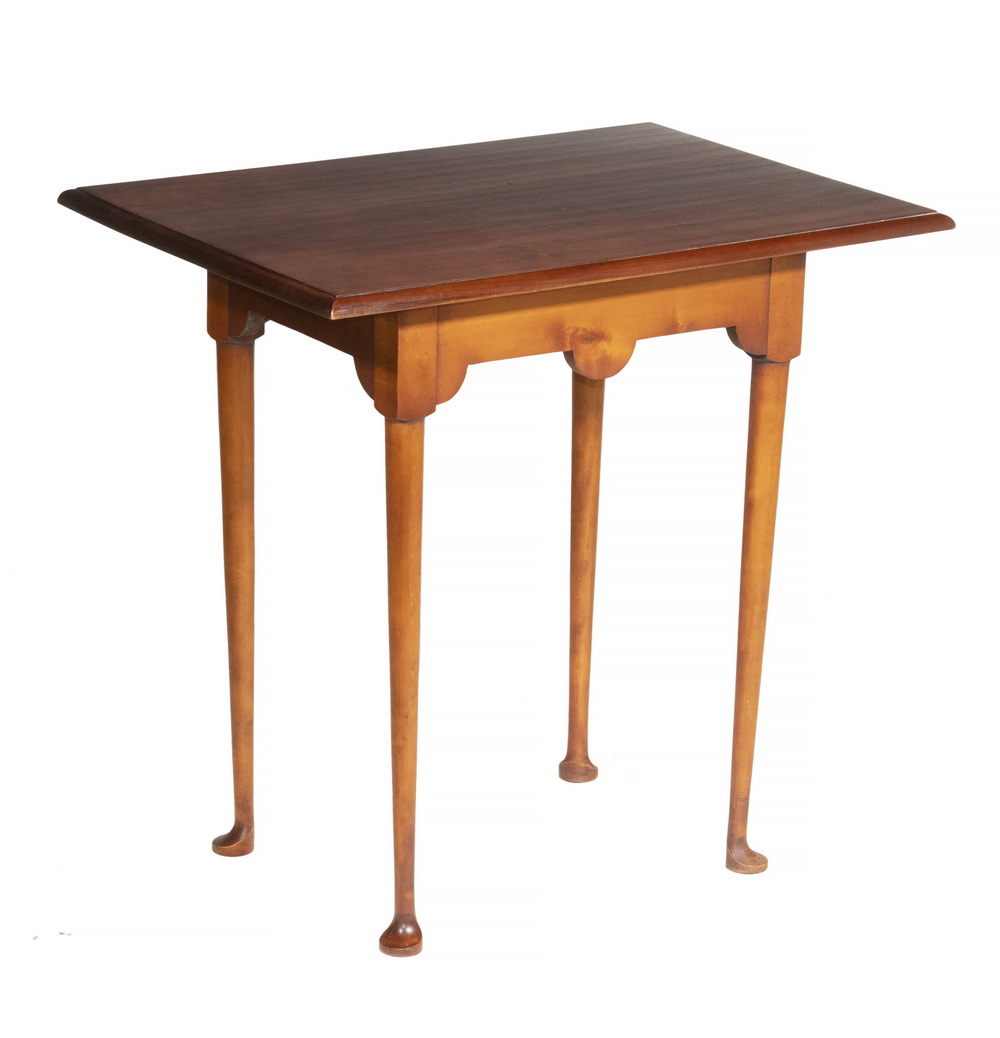 Appraisal: ELDRED WHEELER SIDE TABLE Bench Made Queen Anne Style Cherry