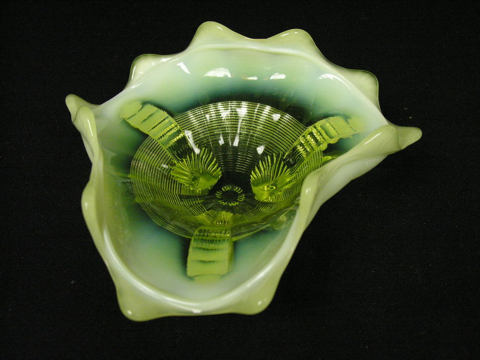 Appraisal: VASELINE OPALESCENT TRI CORNER BOWL Size diameter