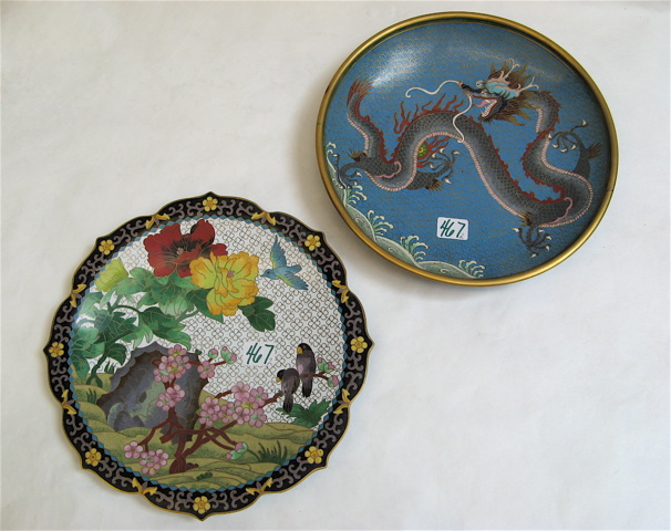 Appraisal: TWO CHINESE CLOISONNE PLATES a dragon with turquoise diapered ground