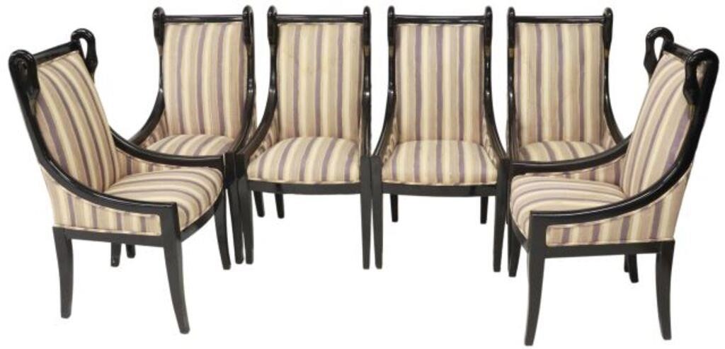 Appraisal: lot of Empire style dining chairs th c black lacquered