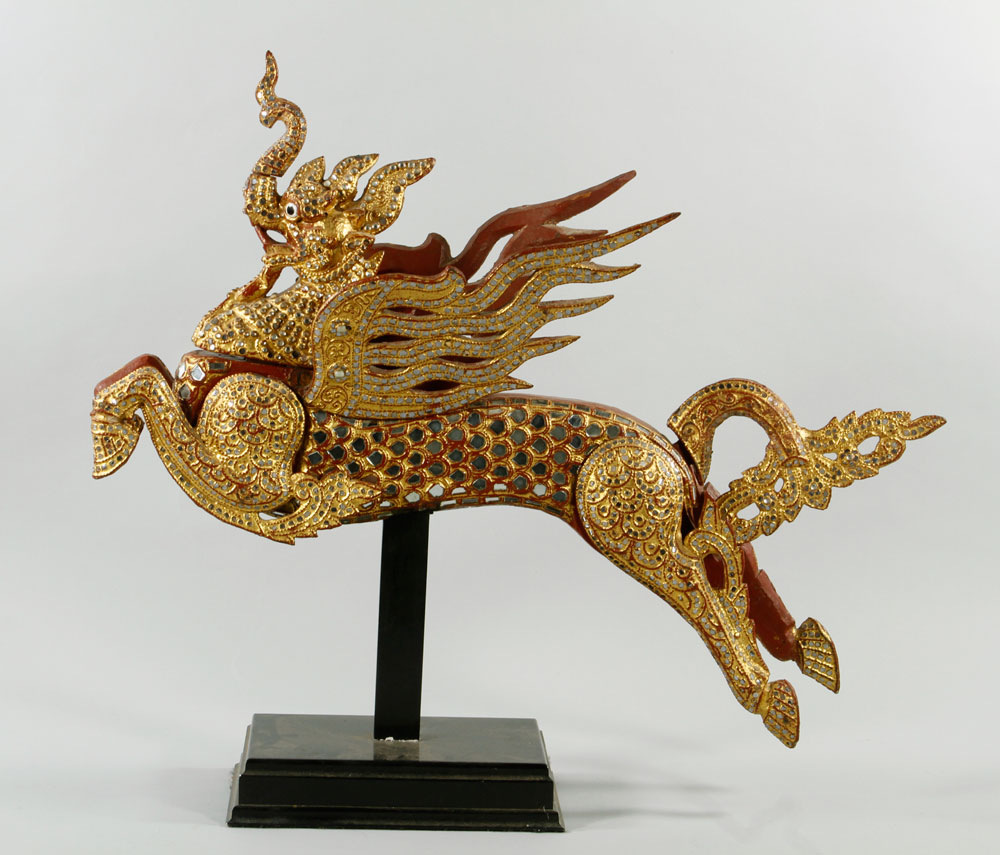 Appraisal: - Thai Dragon Dragon Thailand carved wood decorated with gilt