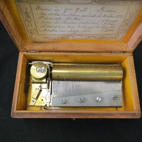 Appraisal: Swiss Cylinder Music Box tunes late th century wooden box