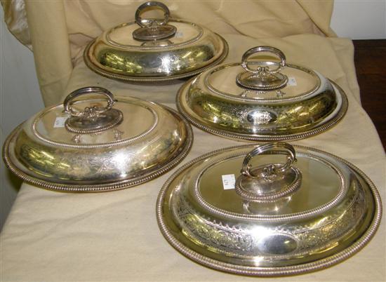 Appraisal: TWO PAIRS OF OVAL ENTREE DISHES and covers each with