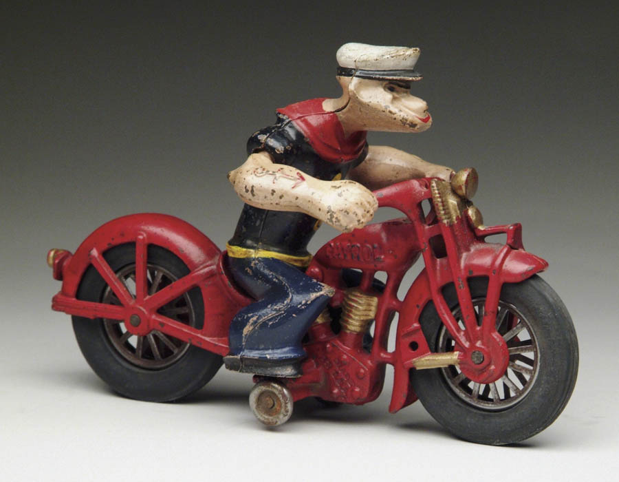 Appraisal: HUBLEY POPEYE PATROL MOTORCYCLE Red patrol bike with steel spokes