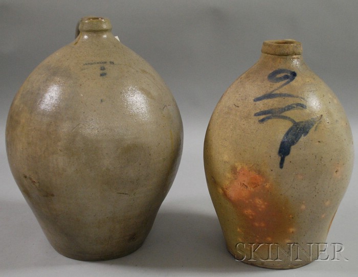 Appraisal: Two Ovoid Stoneware Jugs America early th century a three-gallon