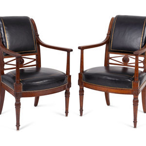 Appraisal: A Set of Four Directoire Mahogany Fauteuils A Chassis by