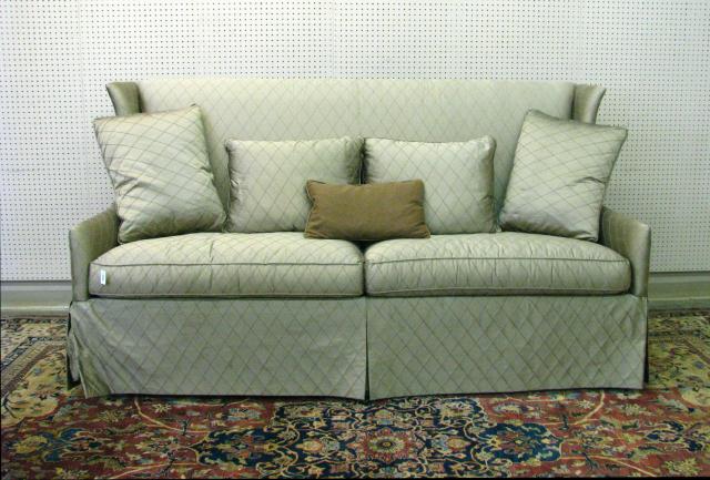 Appraisal: Isenhour upholstered banquette with double down filled cushions and full