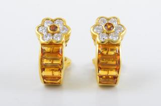 Appraisal: Tiffany Citrine Diamond Earrings Tiffany citrine diamond earrings Signed TIFFANY