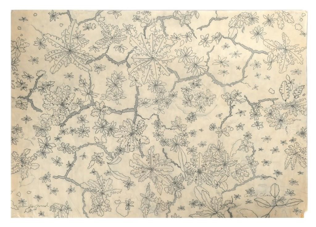 Appraisal: CARROLL CLOAR TEXTILE DESIGN DRAWINGTextile or wallpaper design drawing by