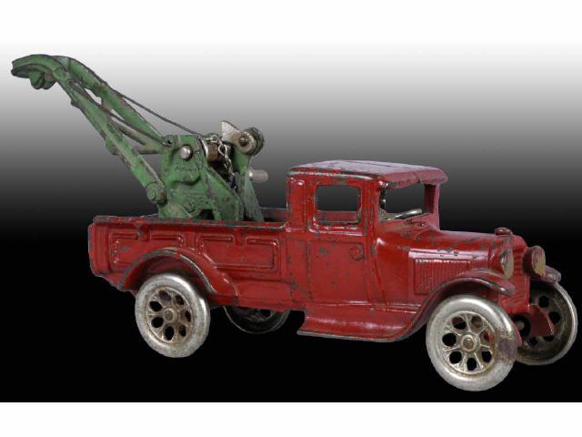 Appraisal: Cast Iron Arcade Red Model A Wrecker Toy Description Green