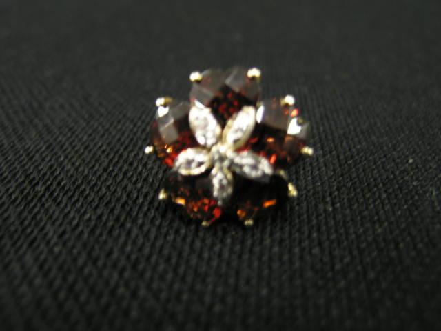 Appraisal: Garnet White Sapphire Ring deep rich red garnets in floral