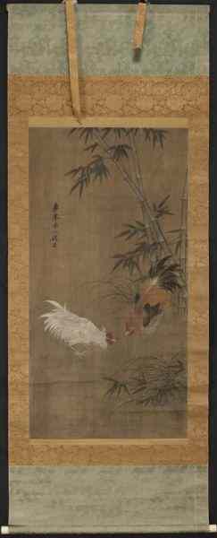 Appraisal: Chinese watercolor scroll attr to Qian Xuan depicting two fighting