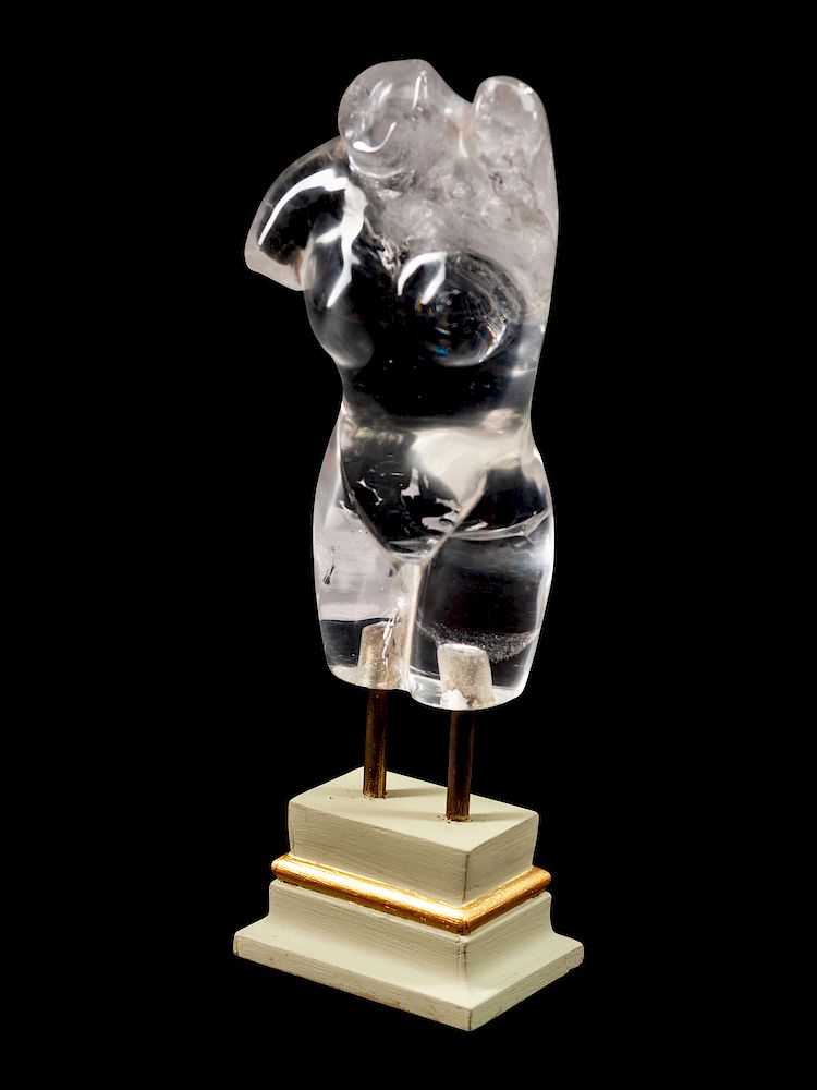 Appraisal: A Rock Crystal Torso A Rock Crystal Torso raised on