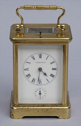 Appraisal: FRENCH CARRIAGE CLOCK Retailed by Tiffany Co the back plate