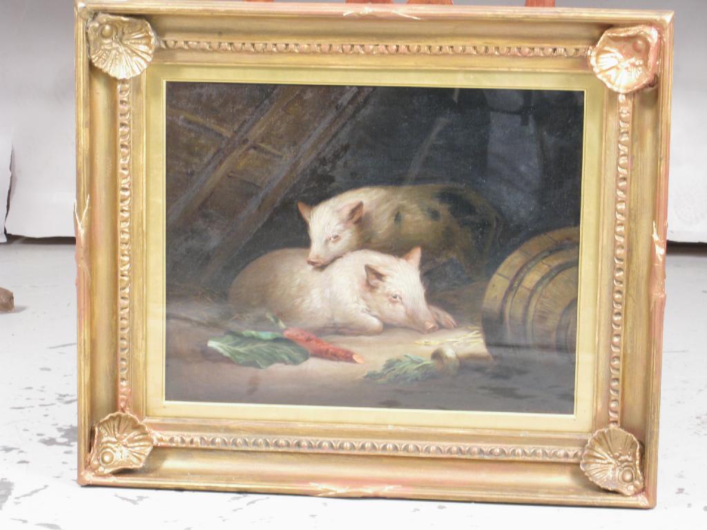 Appraisal: ETHEL I COOK Exh - Pigs in a Byre with