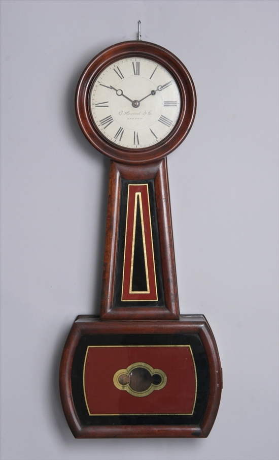 Appraisal: MASSACHUSETTS MAHOGANY BANJO WALL CLOCK th century signed E Howard