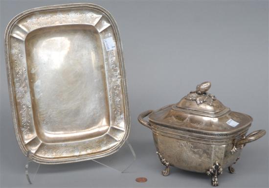 Appraisal: ANTIQUE STERLING SILVER TUREEN AND MATCHING UNDERPLATE Twin handled with