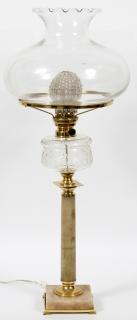 Appraisal: ALABASTER BRASS GLASS OIL LAMP ALABASTER BRASS GLASS OIL LAMP