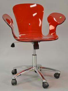 Appraisal: Euro Modern red acrylic office chair Euro Modern red acrylic