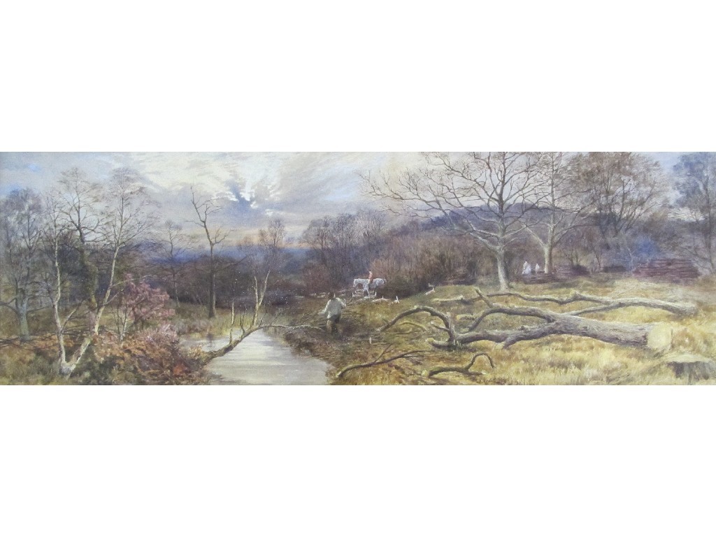 Appraisal: WILLIAM PATON BURTON - THE PASSING HUNT Watercolour signed and