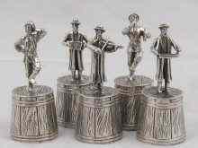 Appraisal: Five Russian silver vodka tots designed as a group of