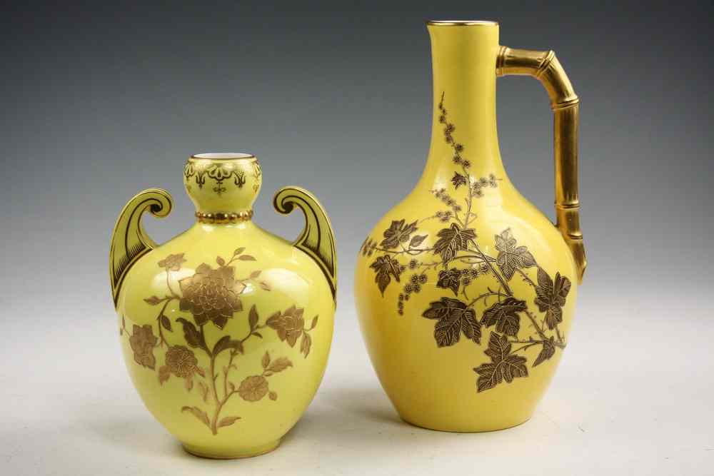 Appraisal: CROWN DERBY VASES - Both in Canary Yellow Glaze with