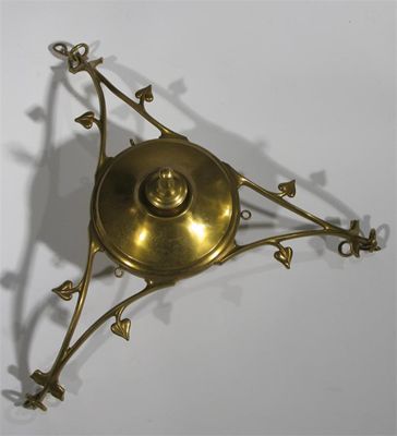 Appraisal: A W A S Benson brass hanging lamp tripartite form